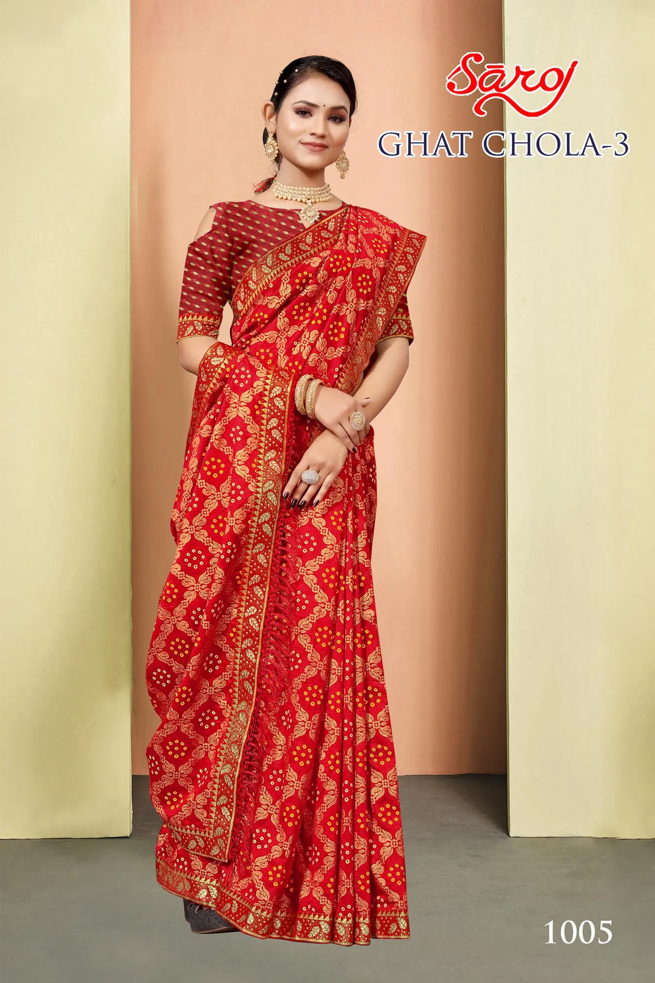 Ghat Chola 3 By Saroj Bandhani Printed Sarees Catalog
